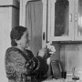 This is a picture of my grandma Rivka Kratz (Schreter) taken in the village of Luh in the early 1940's.This is the kitchen in the house my father grew up in.